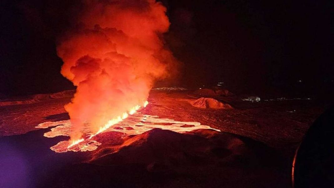 Volcanic eruption in Iceland disrupts heating and roads with lava fountains