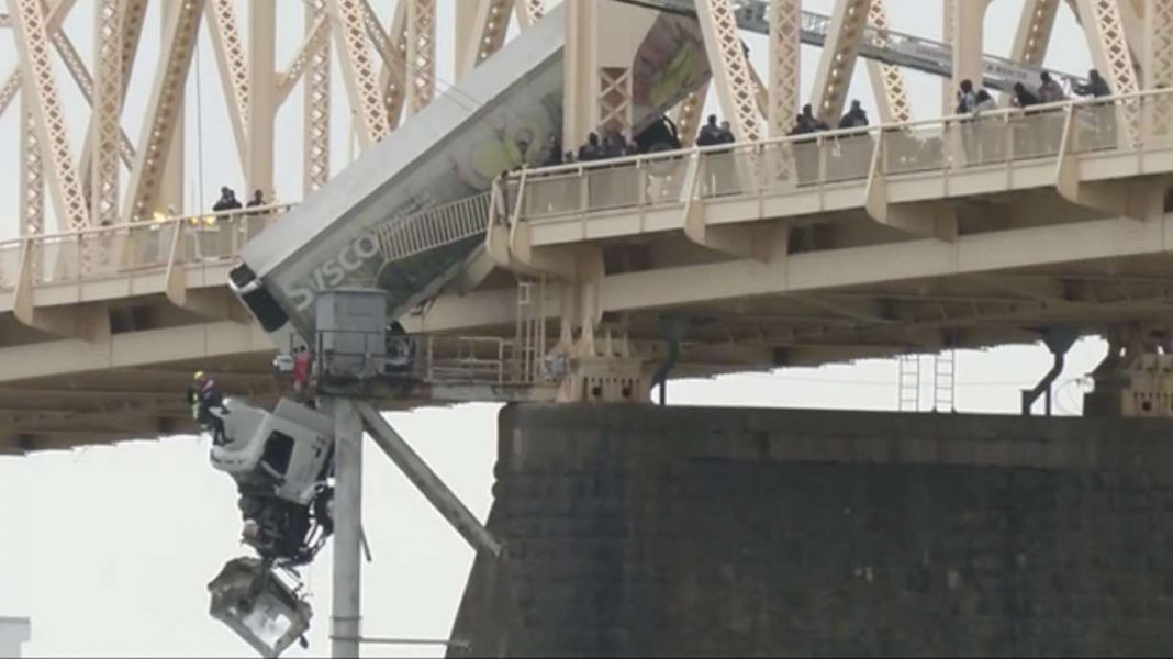 Driver Rescued as Truck Dangles Over Ohio River Following Crash on Bridge