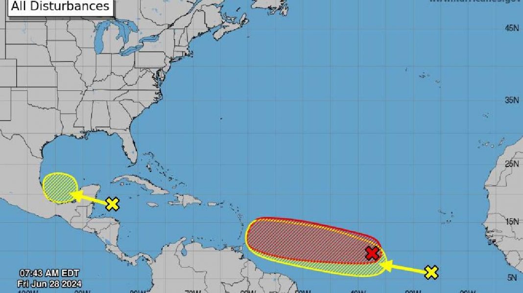 Tropical Storm Beryl heads for southeast Caribbean, with potential to escalate into a hurricane